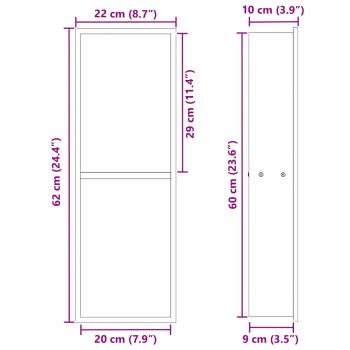 Duschnische Weiß 60 x 20 x 9.5 cm Edelstahl