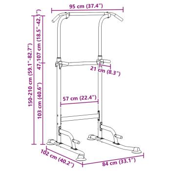 Power Turm Dip Station Schwarz 95 x 102 x (160-210) cm
