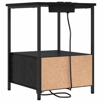 Nachttisch mit Ladestation Schwarze Eiche Holzwerkstoff
