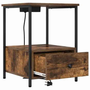 Nachttisch mit Ladestation 2 pcs Räuchereiche Holzwerkstoff