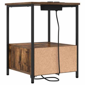 Nachttisch mit Ladestation 2 pcs Räuchereiche Holzwerkstoff