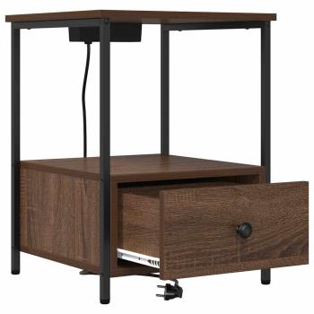 ARDEBO.de - Nachttisch mit Ladestation Braune Eiche Holzwerkstoff