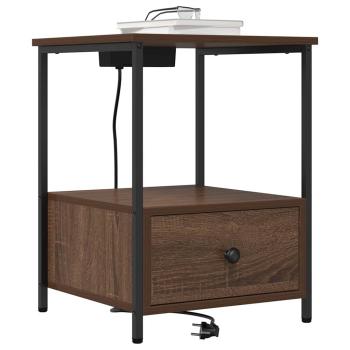 Nachttisch mit Ladestation 2 pcs Braune Eiche Holzwerkstoff