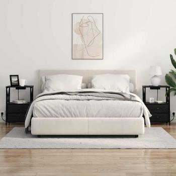 Nachttisch mit Ladestation Schwarze Eiche Holzwerkstoff