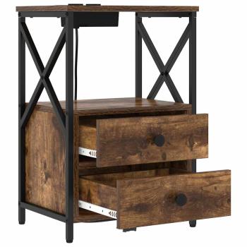 Nachttisch mit Ladestation Räuchereiche Holzwerkstoff