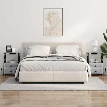 Nachttisch mit Ladestation Grau Sonoma Holzwerkstoff