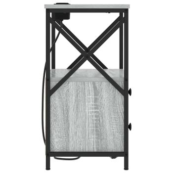 Nachttisch mit Ladestation 2 pcs Grau Sonoma Holzwerkstoff