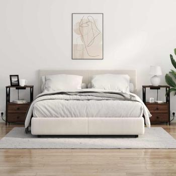 Nachttisch mit Ladestation Braune Eiche Holzwerkstoff