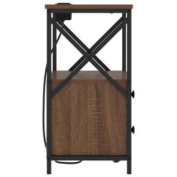 Nachttisch mit Ladestation Braune Eiche Holzwerkstoff