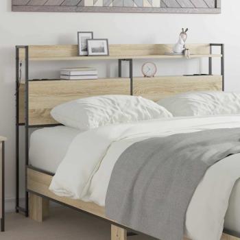 ARDEBO.de - Stauraum-Kopfteil mit Regal Sonoma Eiche 140 cm Holzwerkstoff