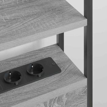 Stauraum-Kopfteil mit Regal Grau Sonoma 140 cm Holzwerkstoff