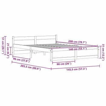 Bettgestell Wachsbraun 140 x 200 cm Massivholz Kiefer