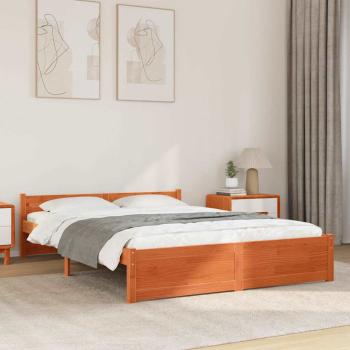ARDEBO.de - Bettgestell Wachsbraun 160 x 200 cm Massivholz Kiefer