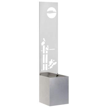 ARDEBO.de - Blumentopf mit dekorativem Paneel Silber 32 x 140 cm Edelstahl