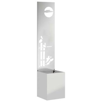 Blumentopf mit dekorativem Paneel Silber 32 x 140 cm