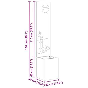 Blumentopf mit dekorativem Paneel Silber 32 x 140 cm