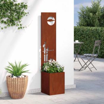 ARDEBO.de - Blumentopf mit dekorativem Paneel Rostig 32 x 140 cm