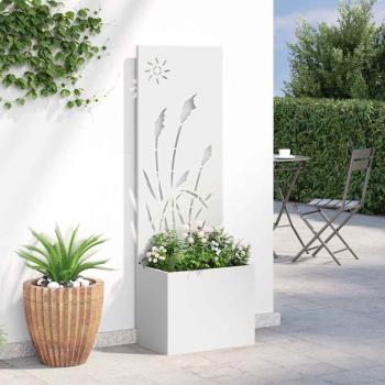 ARDEBO.de - Blumentopf mit dekorativem Paneel Weiß 50 x 140 cm