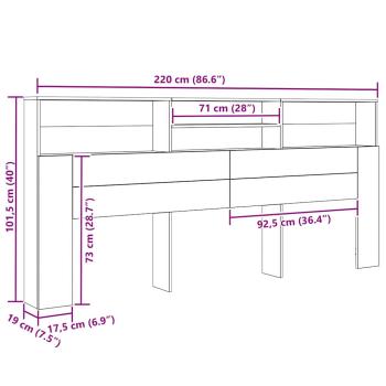 Kopfteil Schrank Eiche handwerklich 220 x 19 x 101.5 cm