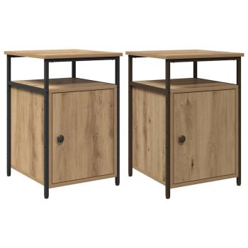 Nachttisch 2 pcs Eiche handwerklich Holzwerkstoff