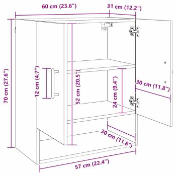 Wandschrank Eiche handwerklich 60 x 31 x 70 cm Holzwerkstoff