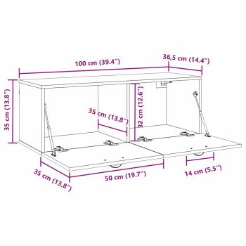 Wandschrank Schwarze Eiche 100 x 36.5 x 35 cm Holzwerkstoff