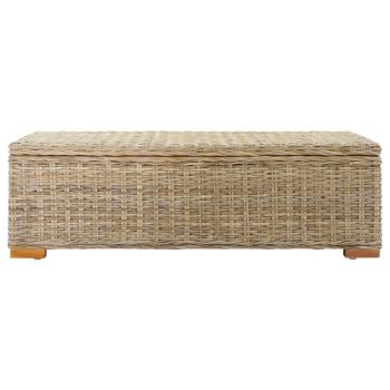 Truhe 110 cm Natur Kubu Rattan & Massivholz Mahagoni