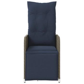 Gartenstühle Verstellbar 2 Stk. mit Tisch Grau Poly Rattan