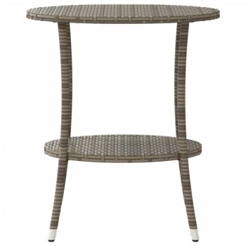 Gartenstühle Verstellbar 2 Stk. mit Tisch Grau Poly Rattan