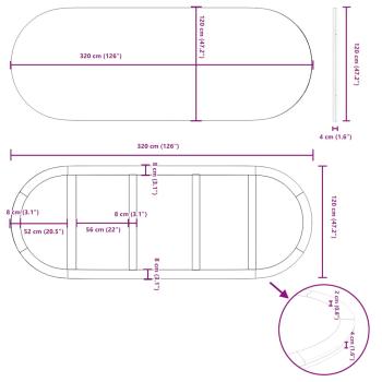 Tischplatte Hellbraun 320x120x4 cm Massivholz Eiche Oval