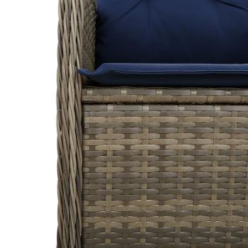 Gartenstühle Verstellbar 2 Stk. mit Kissen Grau Poly Rattan