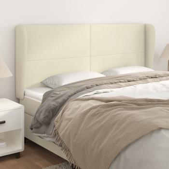 ARDEBO.de - Kopfteil mit Ohren Creme 163x23x118/128 cm Kunstleder
