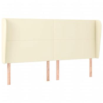 Kopfteil mit Ohren Creme 163x23x118/128 cm Kunstleder