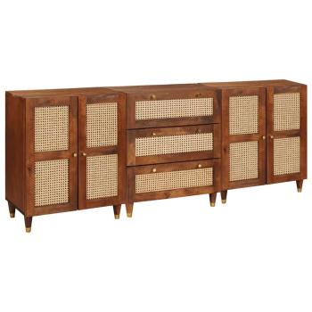ARDEBO.de - Sideboard Set 3 pcs Braun 180 x 33 x 75 cm Massivholz Mango
