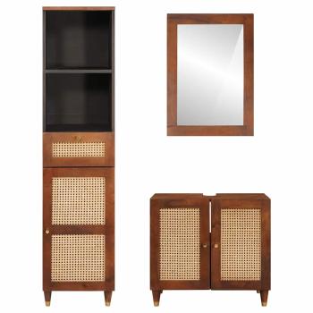 Badezimmermöbel mit Tür 3 pcs 38 x 33 x 160 cm Massives Mango-Holz