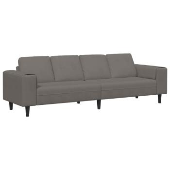 Stoffsofa mit Kissen Hellgrau 208 cm Cordstoff