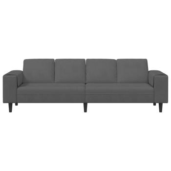 Stoffsofa mit Kissen Dunkelgrau Cordstoff