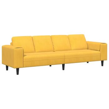 Stoffsofa mit Kissen Helles Gelb Cordstoff