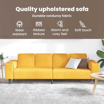Stoffsofa mit Kissen Helles Gelb Cordstoff