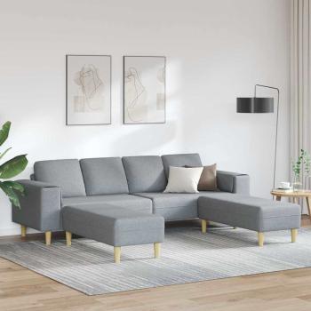 ARDEBO.de - Sofa Set 3 pcs Hellgrau Stoff