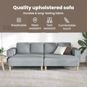 Sofa Set 3 pcs Hellgrau Stoff
