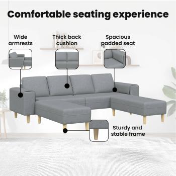 Sofa Set 3 pcs Hellgrau Stoff