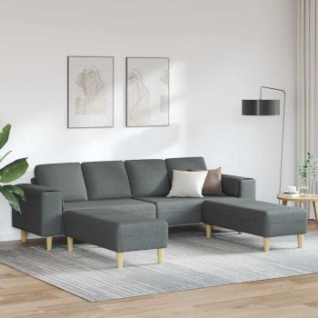 ARDEBO.de - Sofa Set 3 pcs Dunkelgrau Stoff