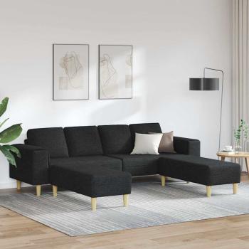 ARDEBO.de - Sofa Set 3 pcs Schwarz Stoff