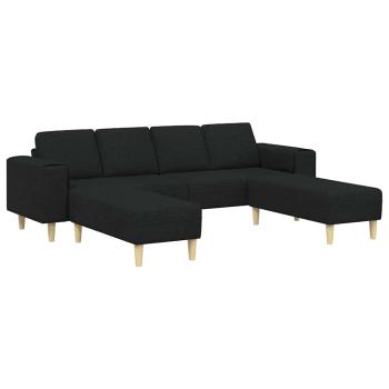 Sofa Set 3 pcs Schwarz Stoff