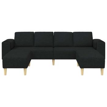 Sofa Set 3 pcs Schwarz Stoff