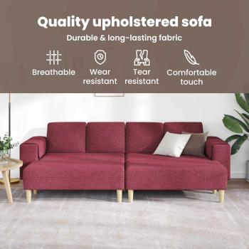 Sofa Set 3 pcs Weinrot Stoff