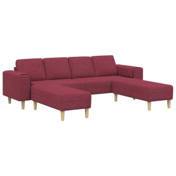 Sofa Set 3 pcs Weinrot Stoff