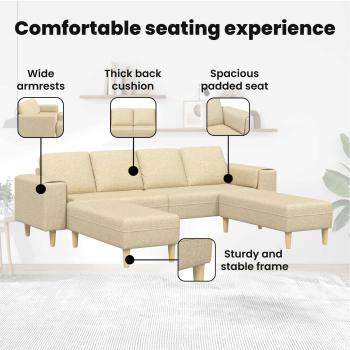 Sofa Set 3 pcs Creme Stoff