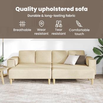 Sofa Set 3 pcs Creme Stoff